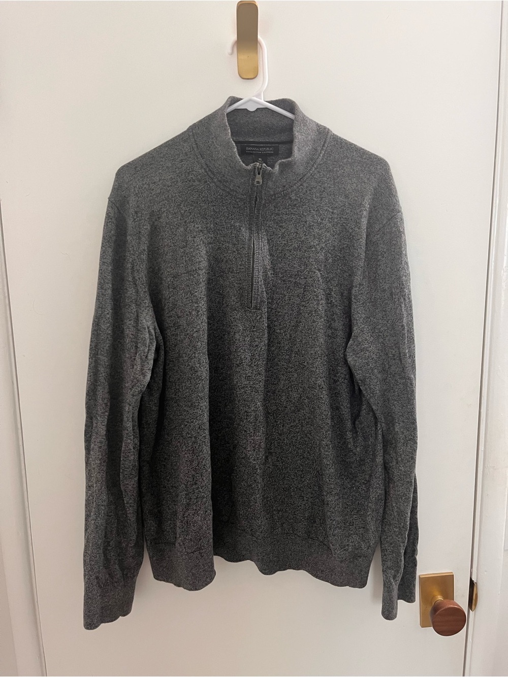 Banana Republic Men's Dark Gray Half-Zip Pima Cotton Cashmere Sweater